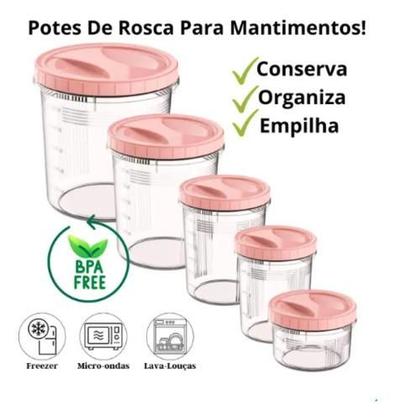 Imagem de Kit Jogo 5 Potes De Rosca Grande Porta Mantimentos Cozinha Alimentos