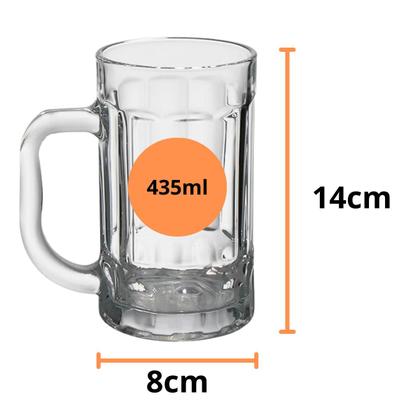 Imagem de Kit Jogo 6 Canecas Chopp Vidro Cerveja Festa 435ml Congelada