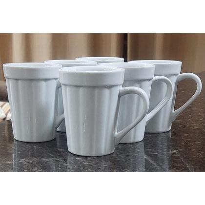 Imagem de Kit Jogo 6 Canecas de Porcelana Branca para Café e Chá - 220ml - Tipo Copo Americano