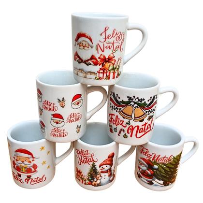 Imagem de Kit Jogo 6 Canecas Natal 120ml - Porcelana