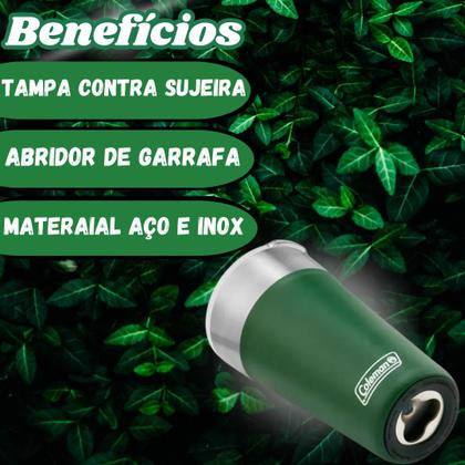 Imagem de Kit Jogo 6 Copos Témicos Com Tampa E Abridor Verde Oliva 600ml - Coleman