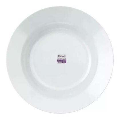 Imagem de Kit Jogo 6 Pratos Fundo Opaline Menu Redondo Duralex Vidro Temperado Branco