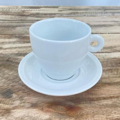 Imagem de Kit Jogo 6 xícaras Café, Chá 200ml Cônica com pires  - Porcelana branca