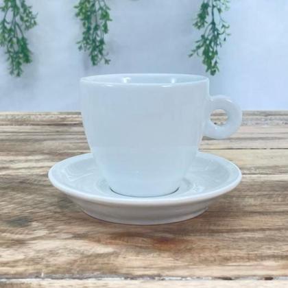 Imagem de Kit Jogo 6 xícaras Café, Chá 200ml Cônica com pires  - Porcelana branca
