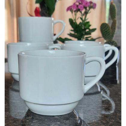 Imagem de Kit Jogo 6 Xicaras Café/Chá hotel 200ml Empilháveis - Porcelana Branca