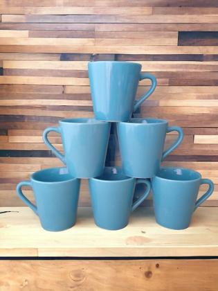 Imagem de Kit Jogo 6 Xicaras /canecas Porcelana Café Chá azul