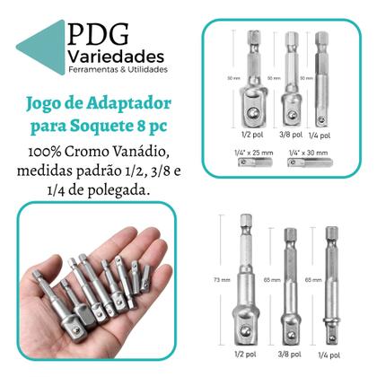Imagem de Kit Jogo 8 Adaptador P/ Soquete Pito Cachimbo Parafusadeira