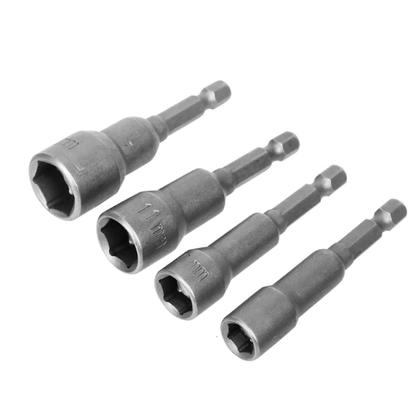 Imagem de Kit Jogo 9 Bits Imã Soquete Canhão Cachimbo 8 A 13 mm 4 Pçs