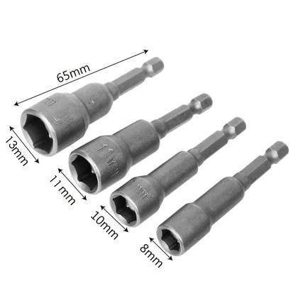 Imagem de Kit Jogo 9 Bits Imã Soquete Canhão Cachimbo 8 A 13 mm 4 Pçs