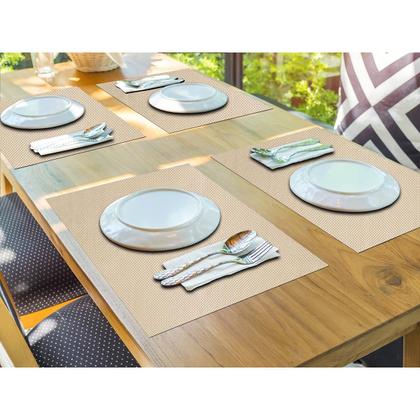 Imagem de Kit Jogo Americano 4 Peças Trançado Palha Lavável Mesa Posta Sousplat Decoração Jantar Cozinha