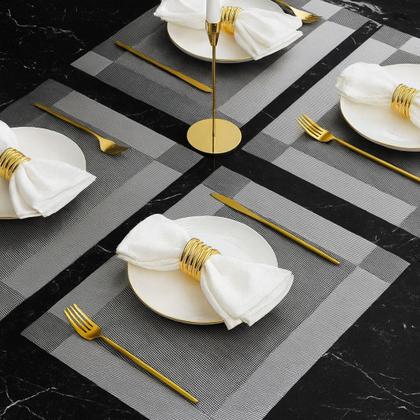 Imagem de Kit Jogo Americano Retangular com 6 Peças 45cm Luxo Mesa Posta de Jantar