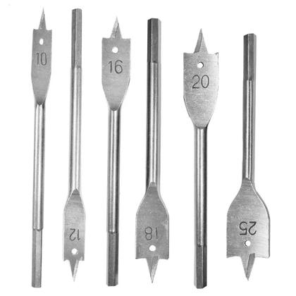 Imagem de Kit jogo broca chata madeira 6 pc 10 a 25mm bom-5031 6 unidades - bomvink