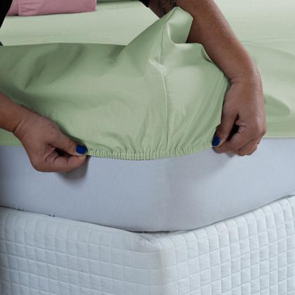 Imagem de Kit Jogo Cama Casal 3 Peças 100% Algodão Percal 200 Fios Lençol com Elástico