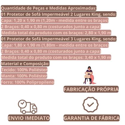 Imagem de Kit Jogo Capa Protetor para Sofá Impermeável Dupla Face 2 e 3 Lugares King