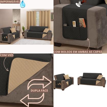 Imagem de Kit Jogo Capa Protetor para Sofá Impermeável Dupla Face 2 e 3 Lugares King