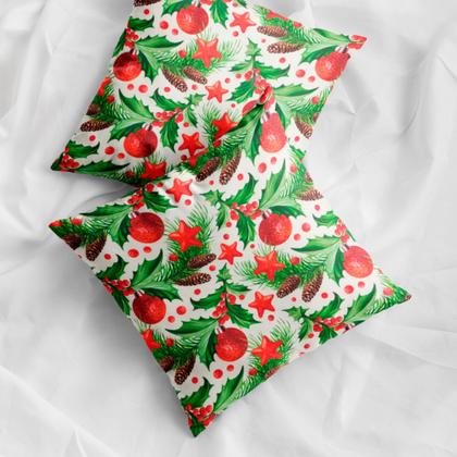 Imagem de Kit Jogo Capas de Almofadas 45 x45 Decorativas Estampa Digital de Natal Natalina 4 Peças