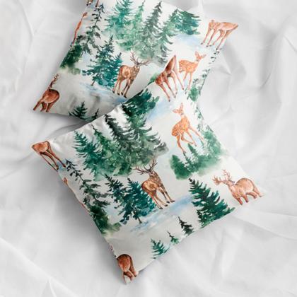 Imagem de Kit Jogo Capas de Almofadas 45 x45 Decorativas Estampa Digital de Natal Natalina 4 Peças
