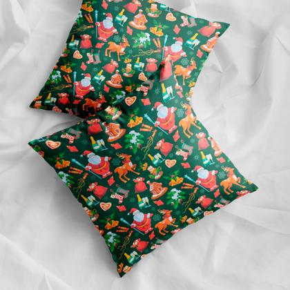 Imagem de Kit Jogo Capas de Almofadas 45 x45 Decorativas Estampa Digital de Natal Natalina 4 Peças
