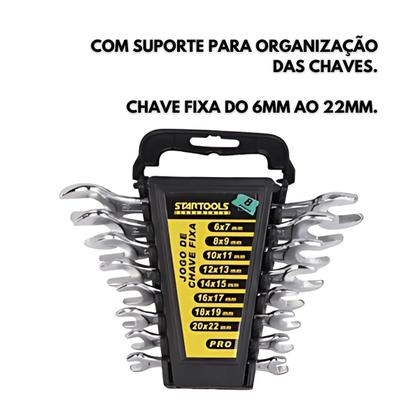 Imagem de Kit Jogo Chave Fixa Em Aço Carbono 6-22mm Profissional 8 Peças