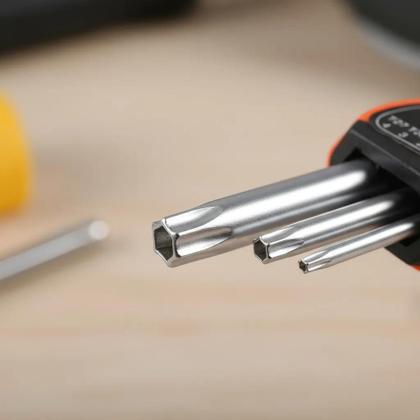 Imagem de Kit Jogo Chave Torx ou Allen Aço Tipo L Cabo Longo Com 9 Peças
