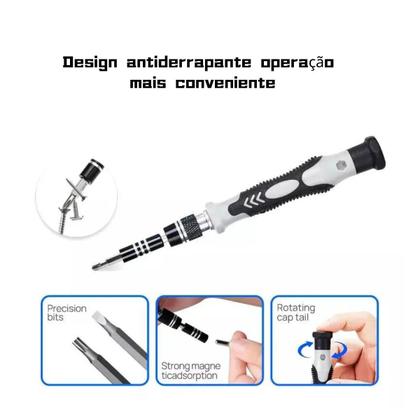 Imagem de Kit Jogo Chaves De Fenda Precisão Magnético 115 Peças Ferramentas Profissional Conserto Celular Notebook Tablet Relógio