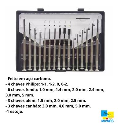 Imagem de Kit Jogo chaves precisão 17 Pçs Celulares Óculos Relógios Presente para dia namorados