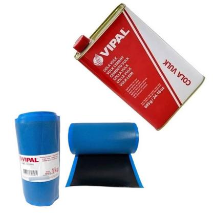 Imagem de Kit Jogo Cola 900ml + Vulcanite 1kg Vipal Reparos Camaras