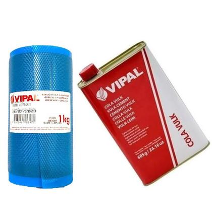 Imagem de Kit Jogo Cola 900ml + Vulcanite 1kg Vipal Reparos Camaras