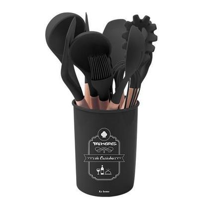 Kit Jogo Colheres Talheres De Silicone 12 Peças Copo Suporte - Ke Home Imagem de Kit Jogo Colheres Talheres De Silicone 12 Peças Copo Suporte