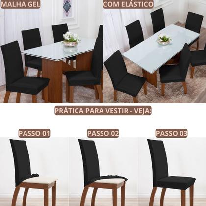 Imagem de Kit Jogo Conjunto 6 Capas De Cadeira Malha Gel Com Elástico Ajustável