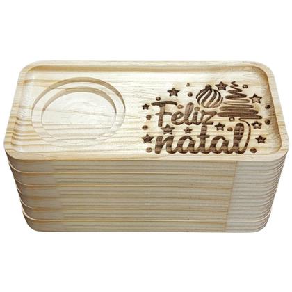 Imagem de kit Jogo conjunto 6 Pires Ret. p/ servir -Feliz Natal -Pinus