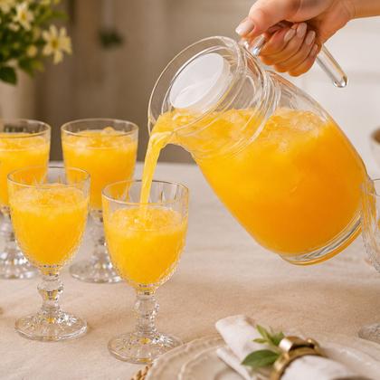 Imagem de Kit Jogo Conjunto 6 Taças 320 Ml + Jarra Vidro 1.5L Com Tampa