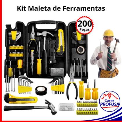 Imagem de kit Jogo Conjunto de Ferramenta 200 Peças com Maleta Dobrável Preta Titanium Profissional Completo