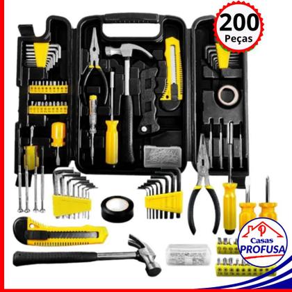 Imagem de kit Jogo Conjunto de Ferramenta 200 Peças com Maleta Dobrável Preta Titanium Profissional Completo