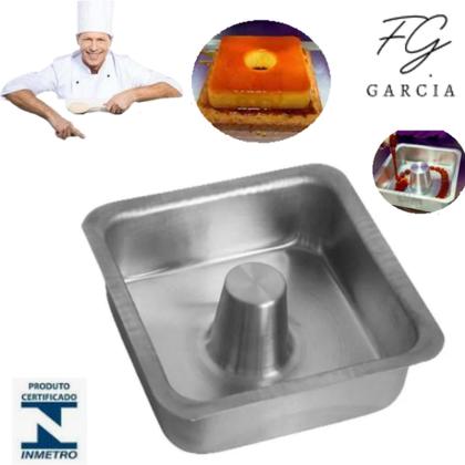 Imagem de Kit Jogo Conjunto de Forma Decorada 5 Corações e Pudim Quadrado Alumínio Premium Garcia Atacadista