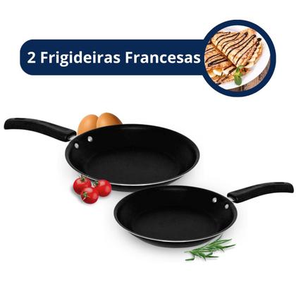 Imagem de Kit Jogo Conjunto Frigideiras Francesas e Frita Ovo Antiaderente 3 peças