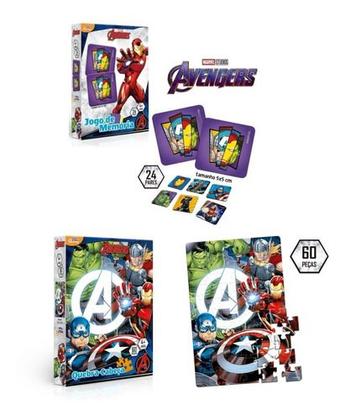 Imagem de Kit Jogo Da Memoria E Quebra Cabeça Vingadores Menino