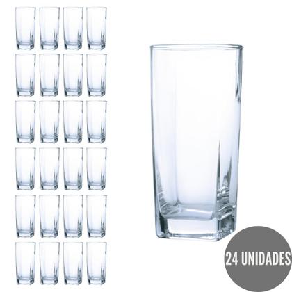 Imagem de Kit Jogo de 24 Copos TexasQuadrado 320ml Transparente Luxo