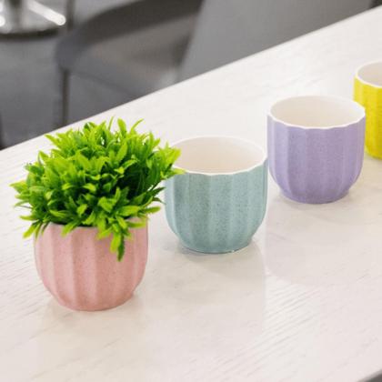 Imagem de Kit Jogo De 4 Vasos Pequenos Com Cores Variadas Em Cerâmica