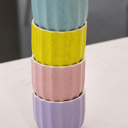 Imagem de Kit Jogo De 4 Vasos Pequenos Com Cores Variadas Em Cerâmica