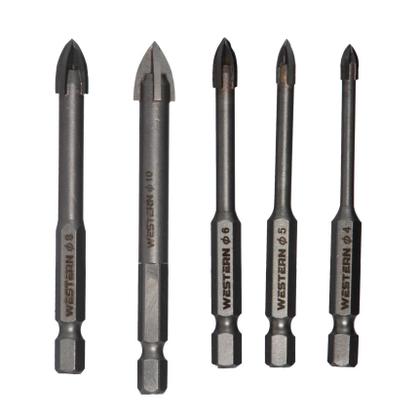 Imagem de Kit Jogo de 5 Brocas Indestrutíveis Universal Para Vidro, Porcelanato, Concreto, Aço Western