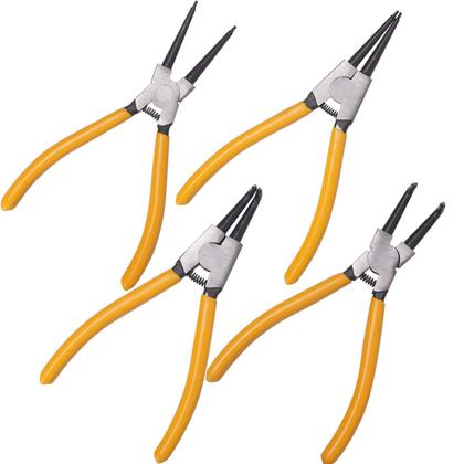 Imagem de Kit Jogo De Alicate Para Travar Anel 7 Polegadas Curvo Reto 4 Peças