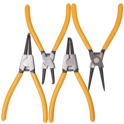 Imagem de Kit Jogo De Alicate Para Travar Anel 7 Polegadas Curvo Reto 4 Peças