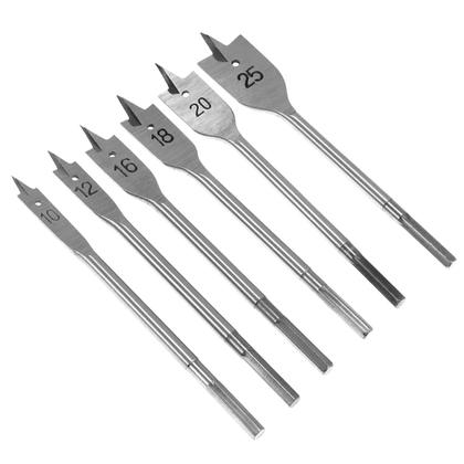 Imagem de Kit Jogo De Brocas Chata Para Madeira Aço Profissional 6 Peças