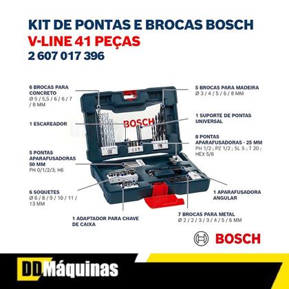 Imagem de Kit Jogo De Brocas E Bits V-line 41 Peças Com Maleta - Bosch