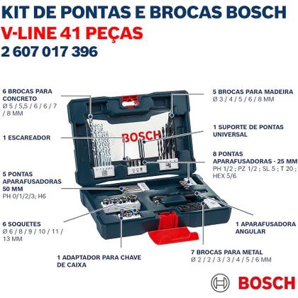 Imagem de Kit Jogo De Brocas E Pontas Bosch V-Line 41 Peças