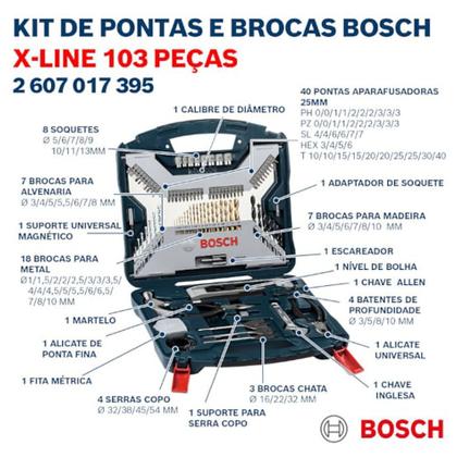 Imagem de Kit Jogo de Brocas Mala X-Line com 103 Peças - 2607017395 - BOSCH