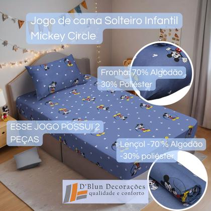 Imagem de Kit Jogo De Cama Infantil Malha + Edredom Mickey Mouse Cool Solteiro Disney 3 Peças Portallar