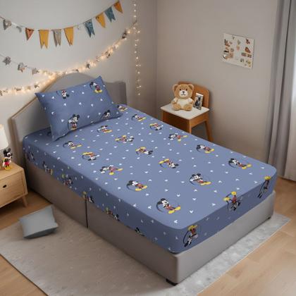 Imagem de Kit Jogo De Cama Infantil Malha + Edredom Mickey Mouse Cool Solteiro Disney 3 Peças Portallar