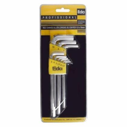Imagem de Kit Jogo De Chave Allen Longa C/ 9 Pçs 1,5 A 10mm Eda 9gc